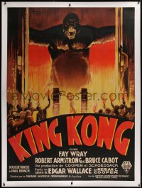 2a088 KING KONG linen French 1p 1933 wonderful Roland Coudon art of ape & sacrifice, ultra rare!