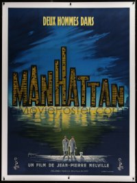 2a102 TWO MEN IN MANHATTAN linen teaser French 1p 1959 Jean-Pierre Melville, Kerfyser skyline art!