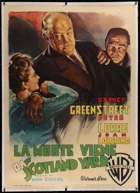2a071 VERDICT linen Italian 1p 1949 Martinati art of Peter Lorre, Greenstreet & Lorring, very rare!