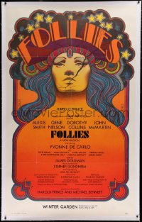 2a106 FOLLIES linen 40x64 stage poster 1971 cool art by David Edward Byrd, Sondheim, Broadway!