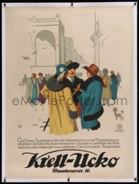 2a115 KRELL-UCKO linen 35x47 German advertising poster 1920s Bender art of crowd on city street!