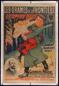 2a140 L'ESPION RABE linen 37x55 French advertising poster 1890s Pradel, Ernest Clair-Guyot art!