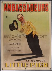 2a129 LITTLE PICH linen 35x49 French stage poster 1910s great art of the comedian with giant shoes!