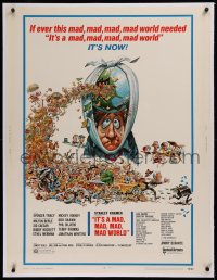 2b222 IT'S A MAD, MAD, MAD, MAD WORLD linen 30x40 R1970 Jack Davis art of cast & bandaged head!