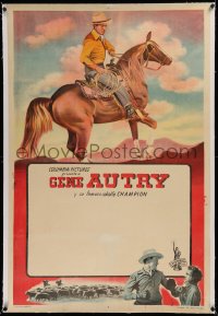 2b088 GENE AUTRY linen Argentinean 1940s great art of the cowboy star riding his horse Champion!