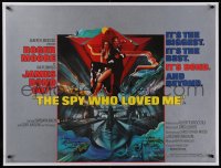 2b163 SPY WHO LOVED ME linen British quad 1977 Peak art of Roger Moore as James Bond & Barbara Bach!