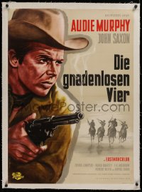 2b136 POSSE FROM HELL linen German 1961 Klaus Rutters art of Audie Murphy with smoking gun, rare!