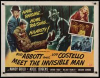 2b252 ABBOTT & COSTELLO MEET THE INVISIBLE MAN linen B 1/2sh 1951 Bud & Lou with transparent Franz!