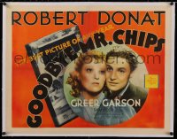 2b267 GOODBYE MR. CHIPS linen 1/2sh 1939 dedicated teacher Robert Donat, Greer Garson, very rare!
