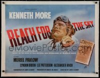 2b287 REACH FOR THE SKY linen 1/2sh 1957 great art of Kenneth More as English pilot Douglas Bader!