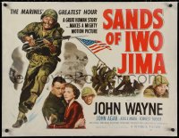 2b290 SANDS OF IWO JIMA linen 1/2sh 1950 art of Marine John Wayne, famous flag raising, ultra rare!