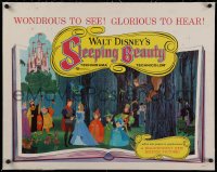 2b291 SLEEPING BEAUTY linen 1/2sh 1959 Disney cartoon fairy tale fantasy classic, colorful image!