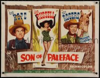2b293 SON OF PALEFACE linen 1/2sh 1952 Roy Rogers & Trigger, wacky Bob Hope, sexy Jane Russell!