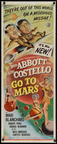 2b223 ABBOTT & COSTELLO GO TO MARS linen insert 1953 art of wacky astronauts Bud & Lou in space!