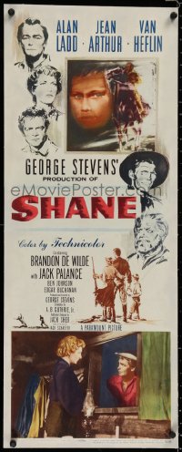 2b245 SHANE linen insert 1953 classic western, Alan Ladd, Jean Arthur, Van Heflin, Brandon De Wilde