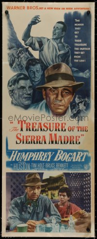 2b247 TREASURE OF THE SIERRA MADRE linen insert 1948 Humphrey Bogart, Tim Holt & Walter Huston!