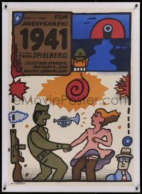 2b117 1941 linen Polish 26x37 1983 Steven Spielberg, wacky World War II montage art by Mlodozeniec!