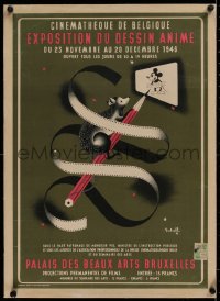 2b379 EXPOSITION DU DESSIN ANIME linen 19x26 Belgian film festival poster 1946 mouse drawing Mickey!