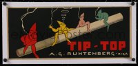 2b355 TIP-TOP linen 9x20 Latvian advertising poster 1920s great art of gnomes smoking on cigarette!
