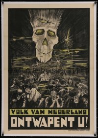 2b367 VOLK VAN NEDERLAND ONTWAPENT U linen 24x34 Dutch special poster 1929 anti-war Spuybroek art!