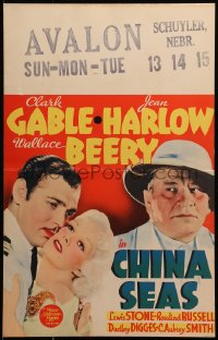 2b050 CHINA SEAS WC 1935 Clark Gable, Jean Harlow & Wallace Beery in love triangle, very rare!