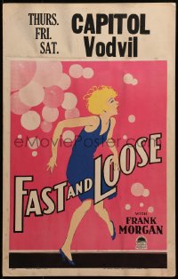2b053 FAST & LOOSE WC 1930 Preston Sturges, different art of flapper Carole Lombard, ultra rare!