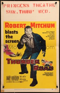 2b066 THUNDER ROAD WC 1958 moonshiner Robert Mitchum trapped between T-Men & Terror Mob, rare!