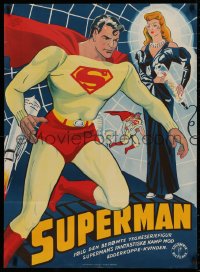 2c393 SUPERMAN Danish 1950 different art of Kirk Alyn in costume by spider woman, ultra rare!