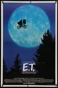 2c339 E.T. THE EXTRA TERRESTRIAL second printing 1sh 1982 Spielberg classic, iconic bike over moon!