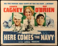 2c019 HERE COMES THE NAVY 1/2sh R1940s Gloria Stuart between James Cagney & Pat O'Brien, ultra rare!