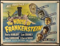2c023 HOUSE OF FRANKENSTEIN 1/2sh 1944 Boris Karloff & top monster stars in make-up, ultra rare!