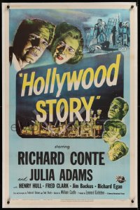 2c366 HOLLYWOOD STORY 1sh 1951 William Castle directed, art of Richard Conte & Julie Adams!