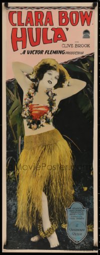 2c077 HULA insert 1927 full-length sexy Hawaiian Clara Bow wearing grass skirt & lei, ultra rare!