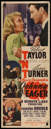 2c079 JOHNNY EAGER insert 1942 sexy Lana Turner & Robert Taylor are TNT & dynamite, film noir!