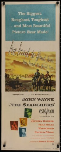 2c094 SEARCHERS insert 1956 classic art of John Wayne & Jeff Hunter in Monument Valley, John Ford