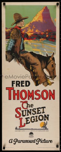 2c095 SUNSET LEGION insert 1928 great art of cowboy Fred Thomson on his horse by river, ultra rare!