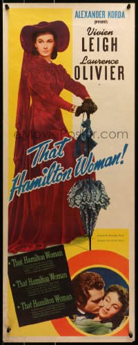 2c099 THAT HAMILTON WOMAN insert 1941 full-length Vivien Leigh & kissed by Laurence Olivier, rare!