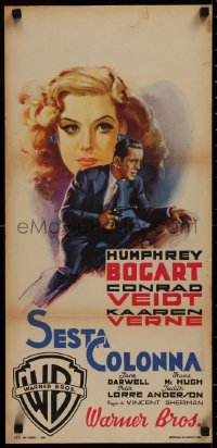 2c405 ALL THROUGH THE NIGHT Italian locandina 1949 different art of Humphrey Bogart & Verne, rare!