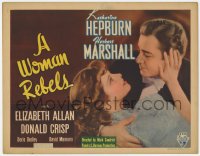 2c195 WOMAN REBELS TC 1936 best romantic c/u of Katharine Hepburn & Herbert Marshall, very rare!
