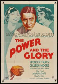 2c137 POWER & THE GLORY 1sh 1933 Spencer Tracy, Preston Sturges, Citizen Kane inspiration, rare!