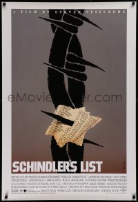 2c345 SCHINDLER'S LIST 1sh 1993 Steven Spielberg, great different unused art by Saul Bass, rare!