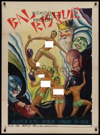 2c334 BAL RISQUE 27x37 special poster 1934 great art of nude women at costume ball, very rare!