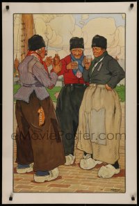 2c310 HENRI CASSIERS 24x36 Belgian art print 1903 Drie Drinkende Volendammers drinking jenever, rare!