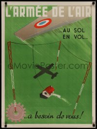2c321 L'ARMEE DE L'AIR 24x32 French military recruitment poster 1950s art of plane shadow by home!