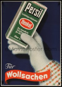 2c332 PERSIL 23x33 German advertising poster 1930s gloved hand w/ laundry detergent, sachplakat!