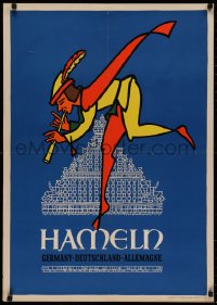 2c287 HAMELN 24x34 German travel poster 1961 art of the folk legend Pied Piper of Hamelin, rare!