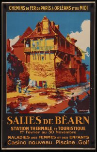 2c279 SALIES DE BEARN 25x39 French travel poster 1931 French railways, great art by Rene Roussel!