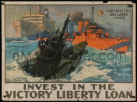 2c298 INVEST IN THE VICTORY LIBERTY LOAN 29x39 WWI war poster 1918 Shafer art, kept sea lanes open!