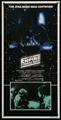 2d256 EMPIRE STRIKES BACK Aust daybill 1980 Darth Vader helmet in space + inset image of Yoda & Luke!