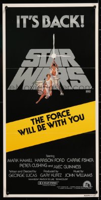 2d094 STAR WARS Aust daybill R1981 George Lucas classic epic, art by Tom Jung!